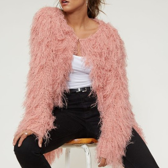 BLUSH SHAGGY FRINGE CARDIGAN - Picture 3 of 4